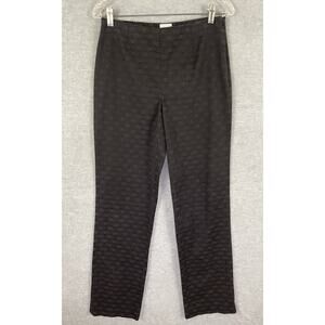 Chico's 0 (US S 4) Jacquard Dress Pants Charcoal Grey Side Zip Straight Leg